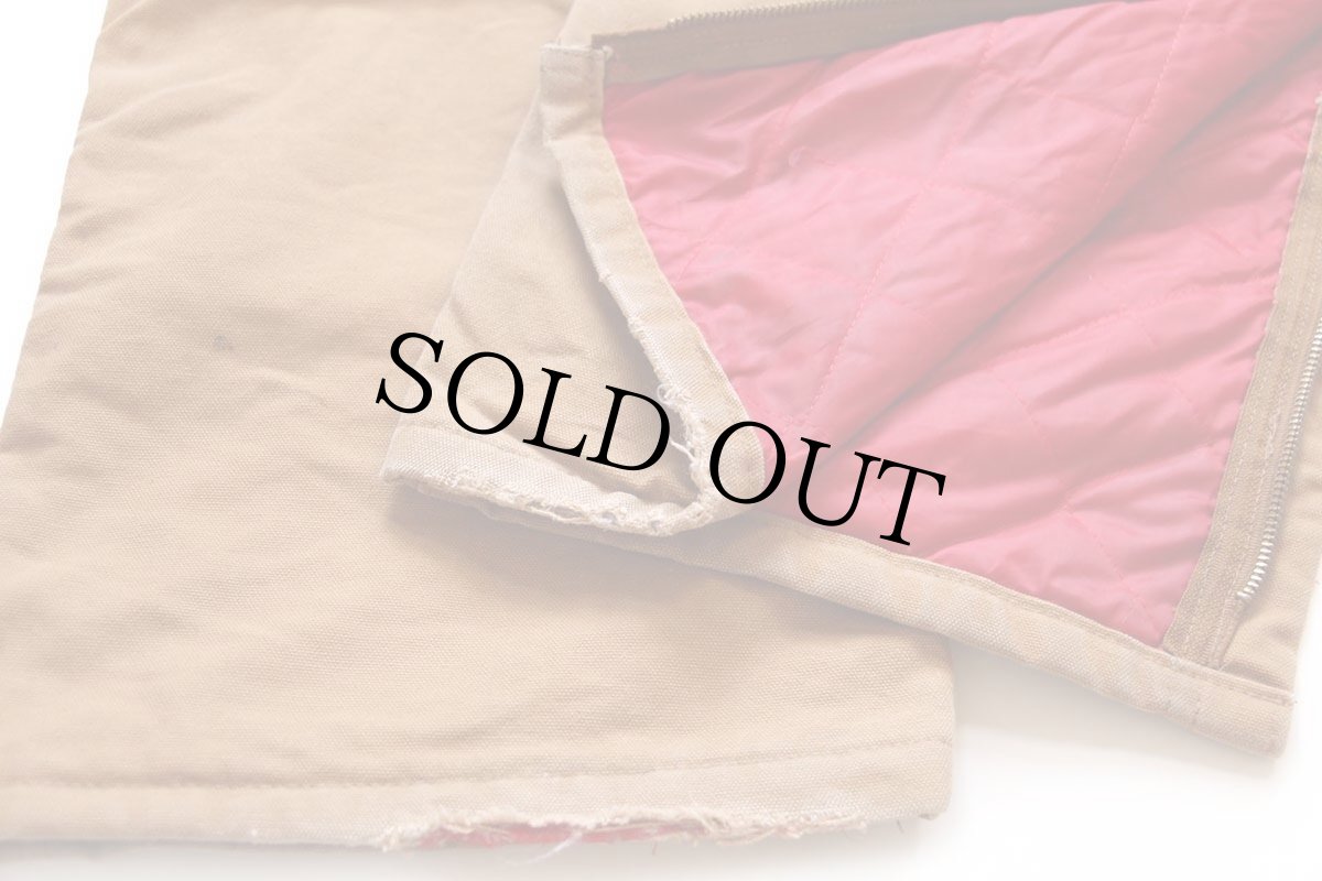 画像9: 00s USA製 carharttカーハート キルティングライナー ダブルニー ダック地 オーバーオール 茶 44×30 (9)