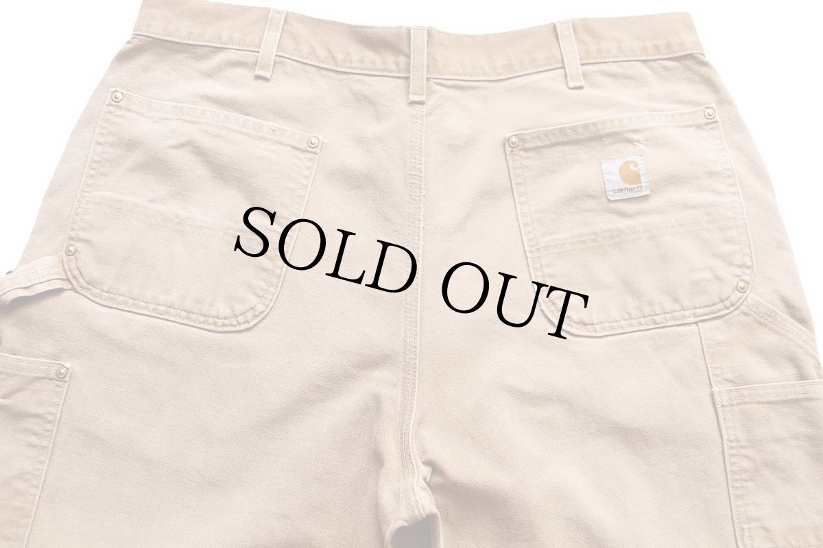 画像5: USA製 carharttカーハート ダブルニー ダック地 ペインターパンツ ボロ 茶 W38 L32 (5)