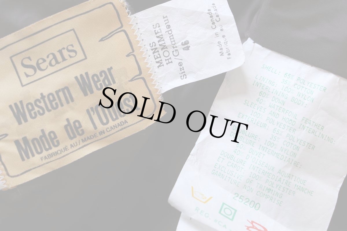 画像5: 80s カナダ製 Sears Western wear ツートン ヨーク切り替え ダウンジャケット カーキ×緑 46 (5)