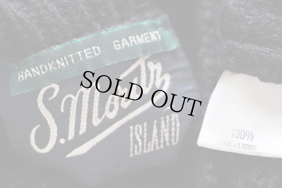 画像4: S.Moritz タートルネック ケーブル編み ウール ハンドニット セーター ブラック L★フィッシャーマン (4)