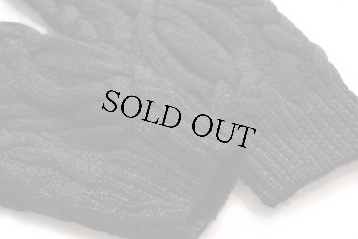 画像6: S.Moritz タートルネック ケーブル編み ウール ハンドニット セーター ブラック L★フィッシャーマン (6)