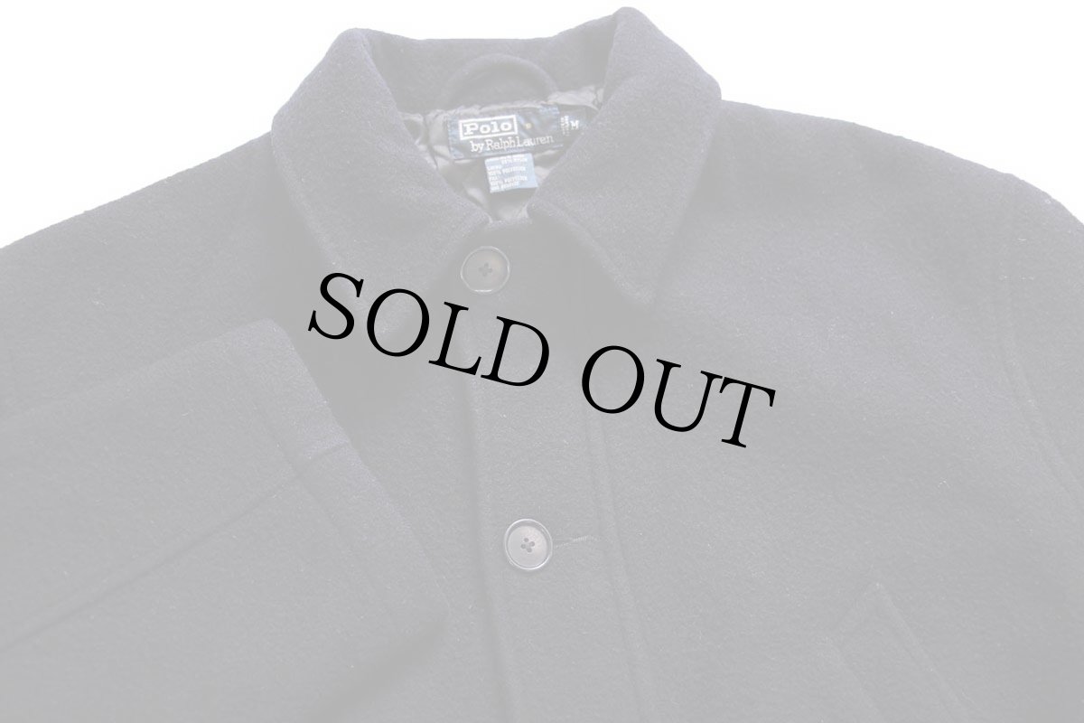 画像3: 00s ポロ ラルフローレン キルティングライナー メルトン ウール ハーフコート 濃紺 M (3)