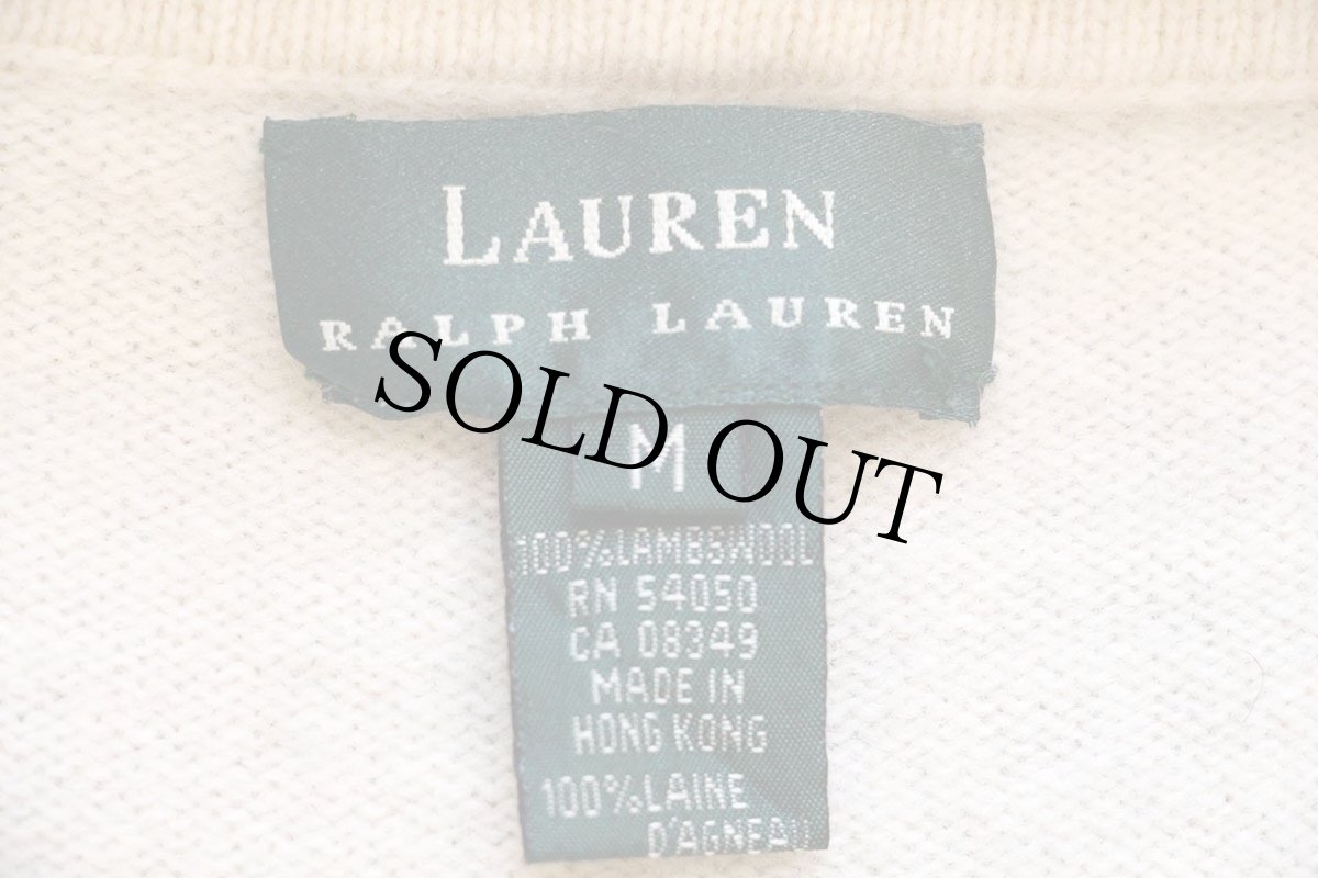 画像4: 90s LAUREN ラルフローレン マルチボーダー ハーフジップ ラムウール ニットパーカー M★ハドソンズベイ (4)