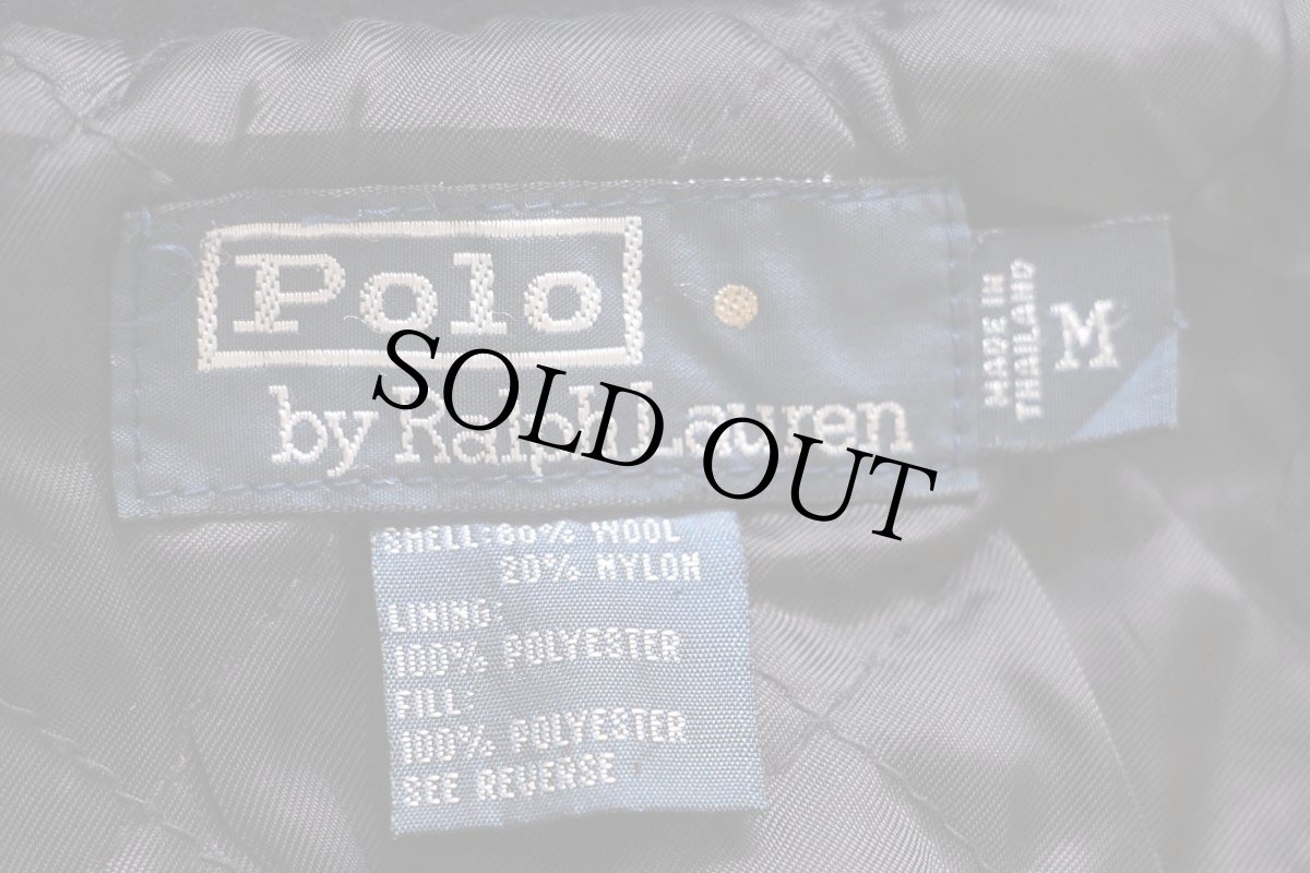 画像4: 00s ポロ ラルフローレン キルティングライナー メルトン ウール ハーフコート 濃紺 M (4)