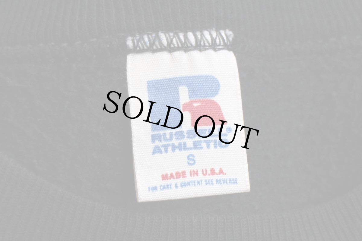 画像5: 80s USA製 RUSSELLラッセル RANGER ひび割れプリント ペンキ飛び 前V スウェット 黒 S (5)