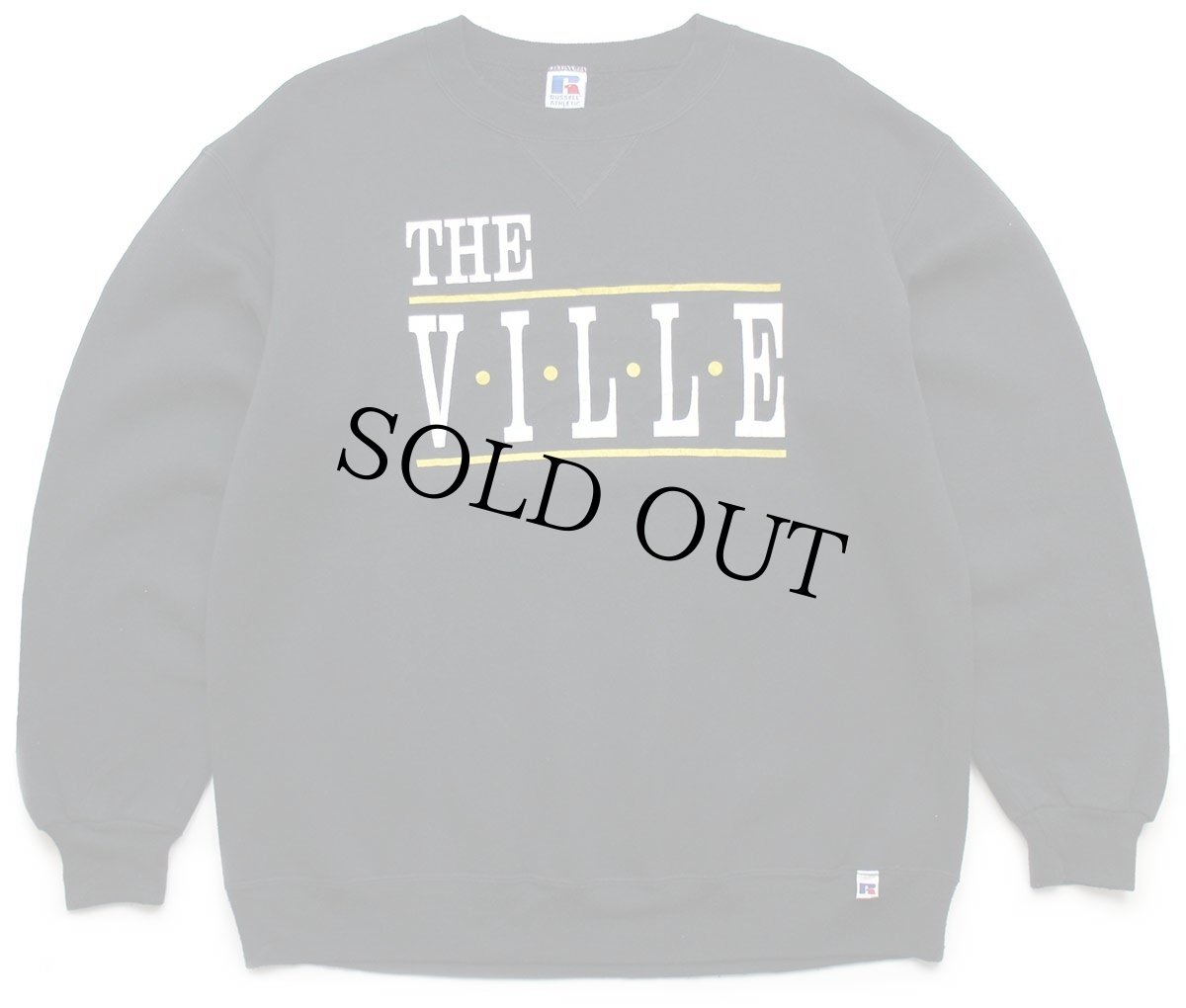 画像1: 90s USA製 RUSSELLラッセル THE VILLE 前V スウェット 黒 L (1)