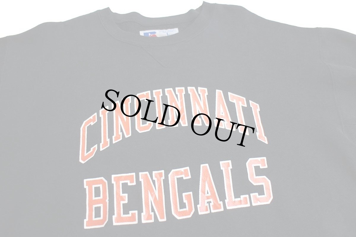 画像3: 90s USA製 RUSSELLラッセル NFL CINCINNATI BENGALS 前V スウェット 黒 L (3)