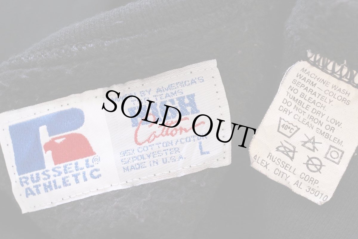 画像4: 90s USA製 RUSSELLラッセル 無地 前V スウェット 黒 L★ブランク (4)