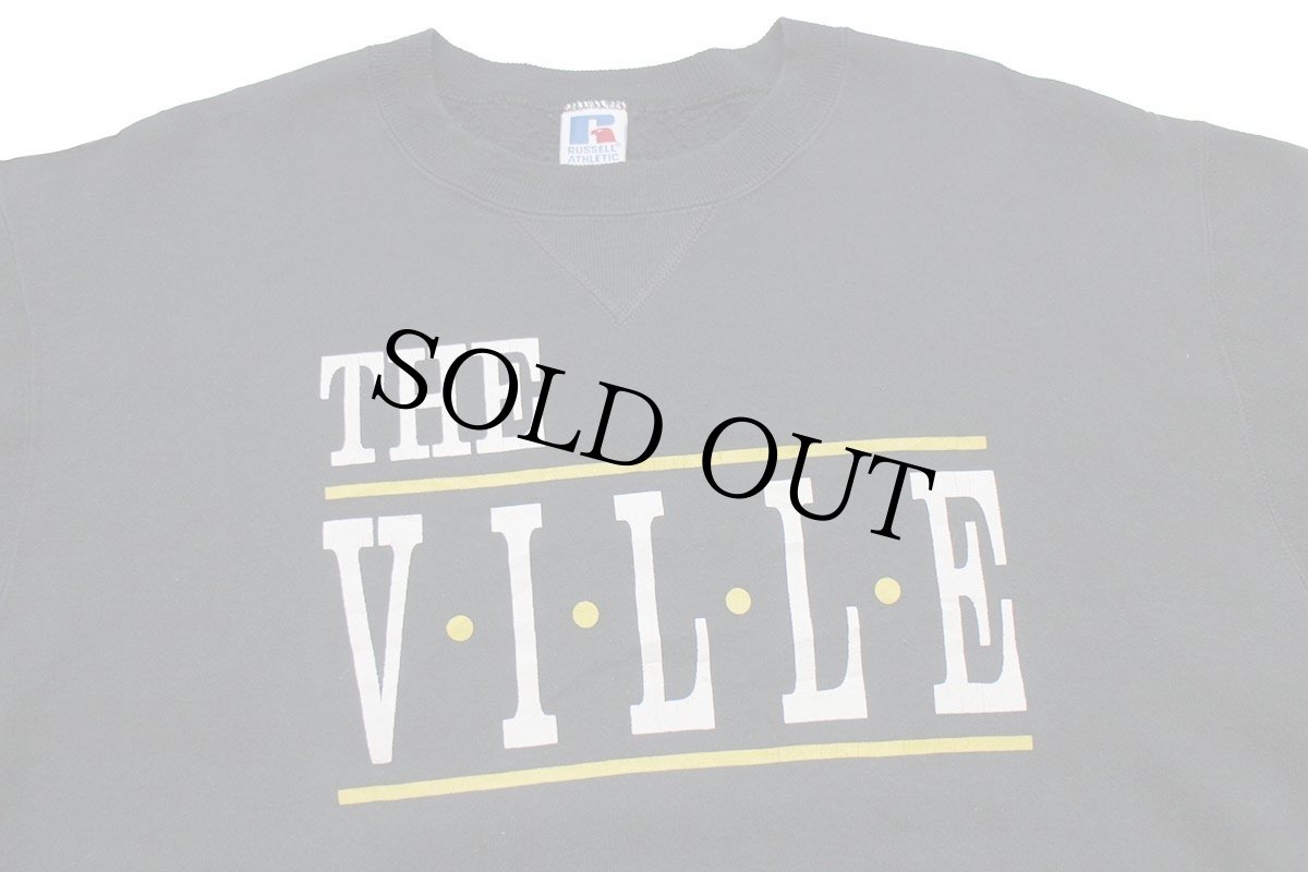 画像3: 90s USA製 RUSSELLラッセル THE VILLE 前V スウェット 黒 L (3)