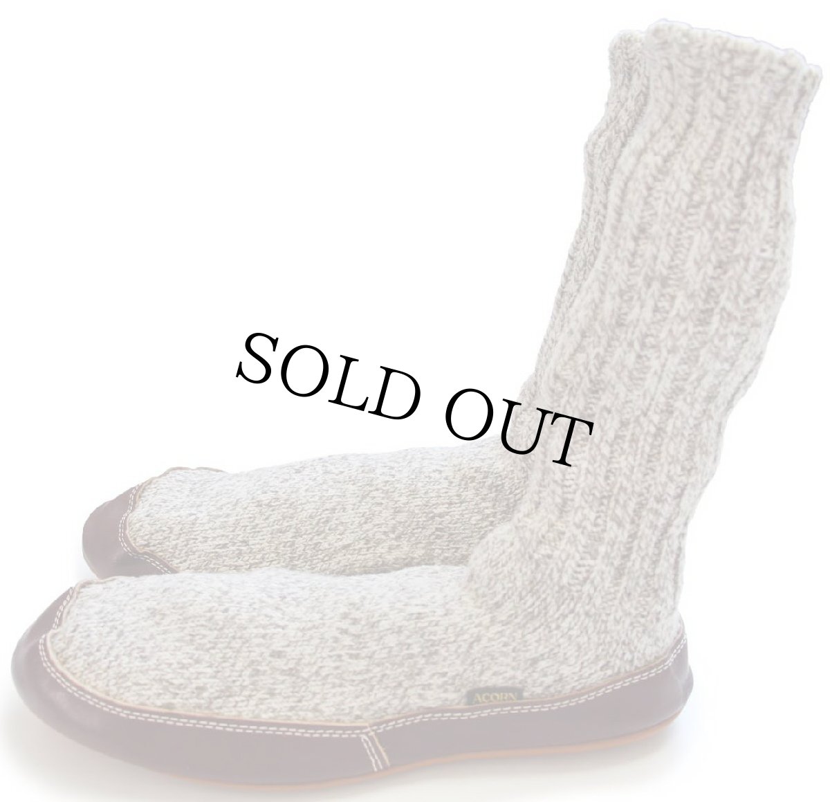 画像2: USA製 ACORN ウールニット×レザー スリッパ ソックス ミックス 10.5-11.5★靴下 (2)