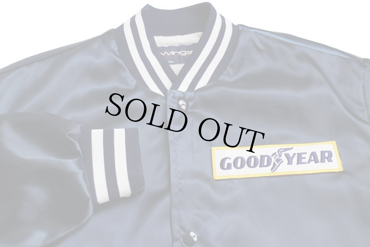 画像3: 90s USA製 swingster GOODYEAR パッチ付き ナイロンジャケット 紺 M (3)