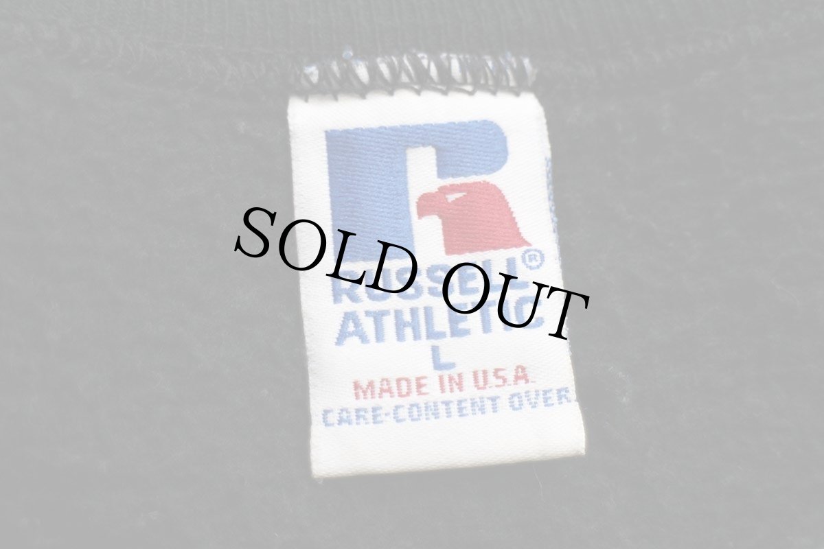 画像4: 90s USA製 RUSSELLラッセル THE VILLE 前V スウェット 黒 L (4)