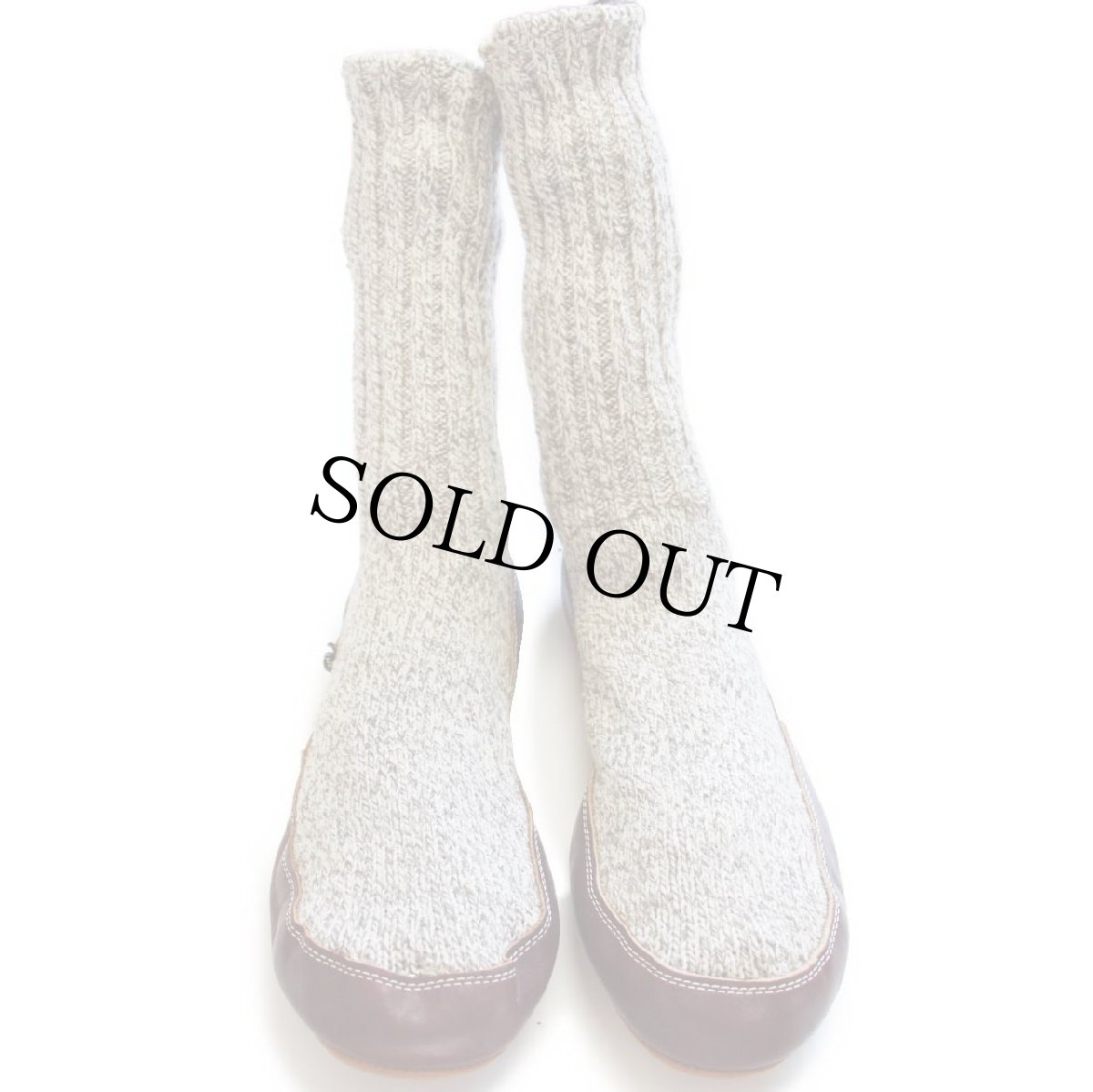 画像1: USA製 ACORN ウールニット×レザー スリッパ ソックス ミックス 10.5-11.5★靴下 (1)