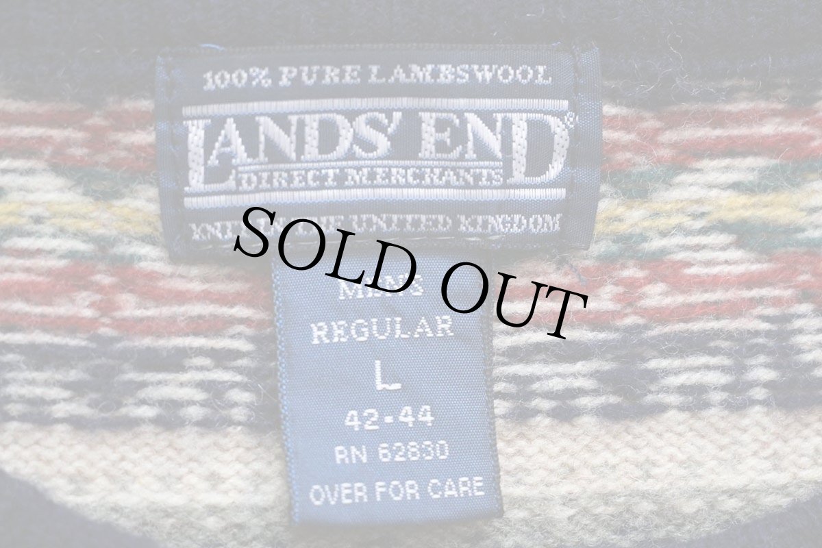 画像4: 90s 英国製 LANDS'ENDランズエンド フェアアイル柄 ラムウールニット セーター L (4)