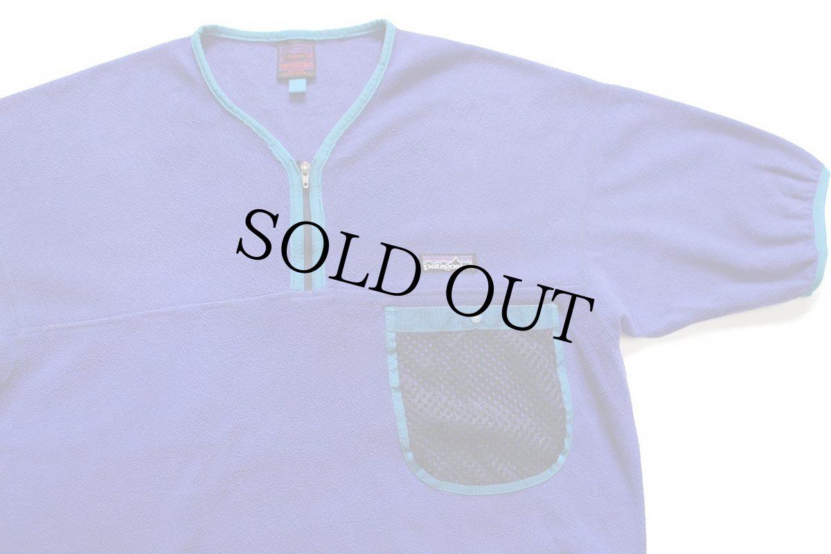 画像3: 90s USA製 patagoniaパタゴニア CAPILENEキャプリーン カヌー カヤック プルオーバー 半袖 インナー フリース コバルト×ウルトラマリンM (3)