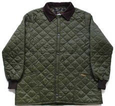 画像1: 90s 英国製 Barbourバブアー ナイロン キルティングジャケット オリーブ XL (1)