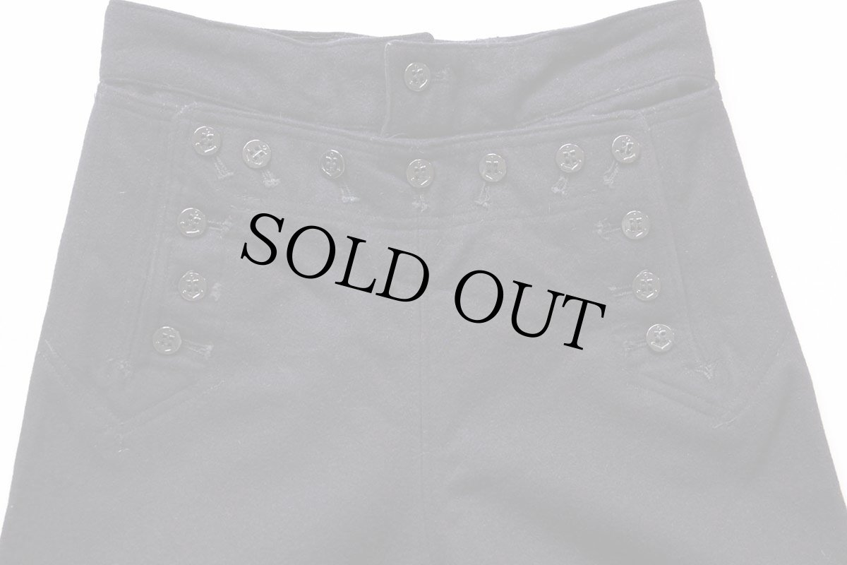 画像4: 70s 米軍 U.S.NAVY メルトン ウール セーラーパンツ 濃紺 28R (4)