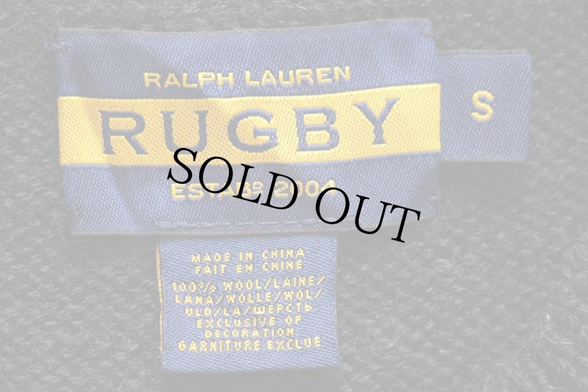 画像4: 00s RUGBY ラルフローレン パッチ付き ヘンリーネック ウールニット レタードセーター 深緑 S (4)