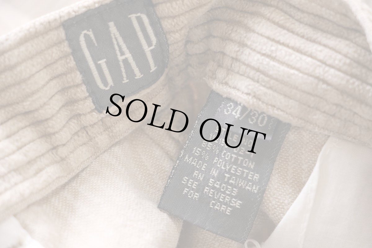 画像5: 90s GAPギャップ ツータック 太畝 コーデュロイパンツ ブラウンベージュ W34 L30 (5)