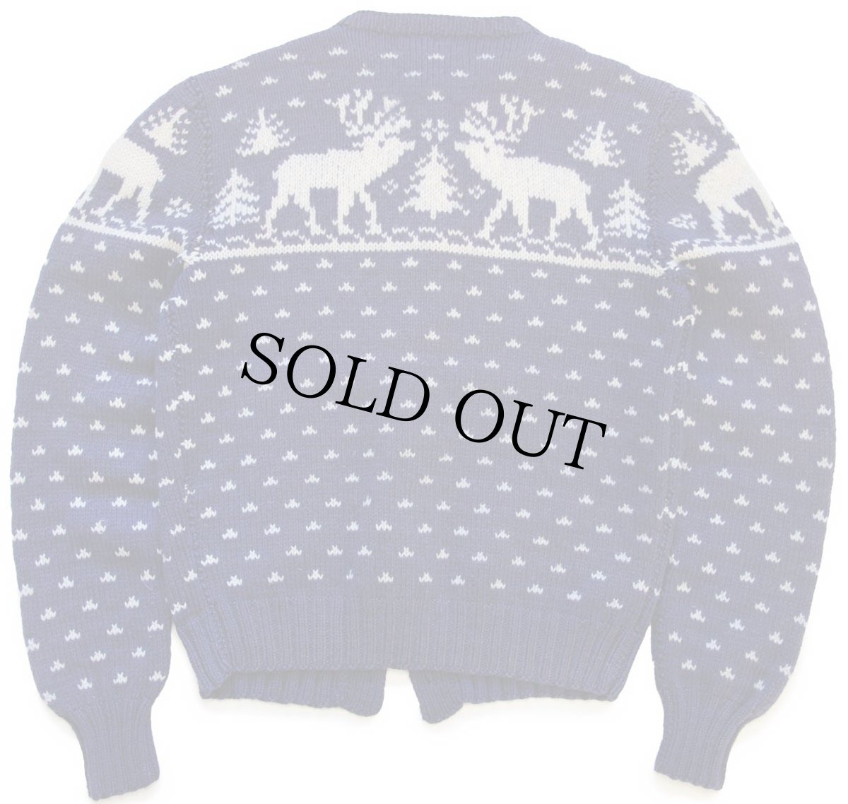 画像2: 60s 鹿柄 ノルディック柄 ウール ハンドニット カーディガン (2)