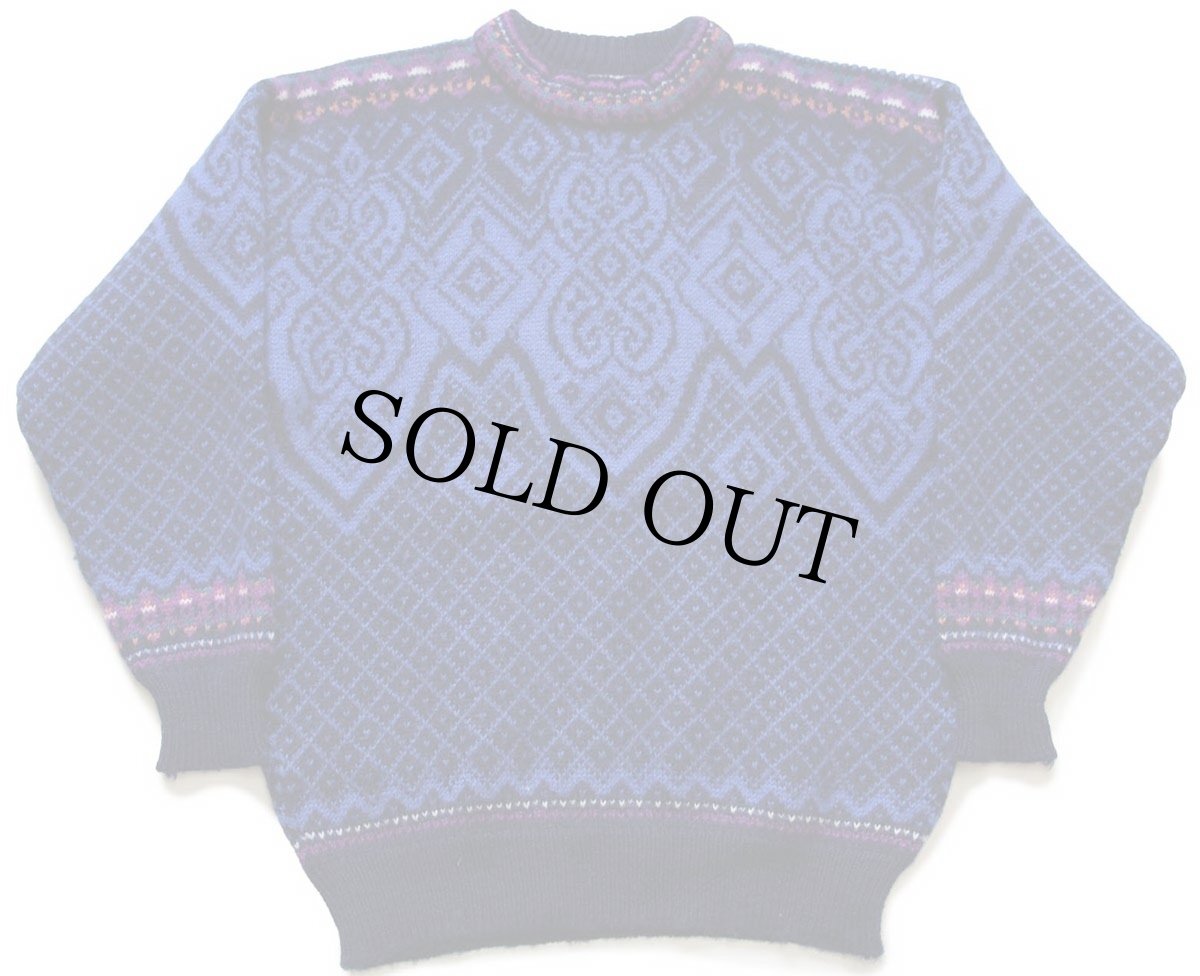 画像1: 90s ノルウェー製 DALE OF NORWAY ノルディック柄 ウールニット セーター L (1)