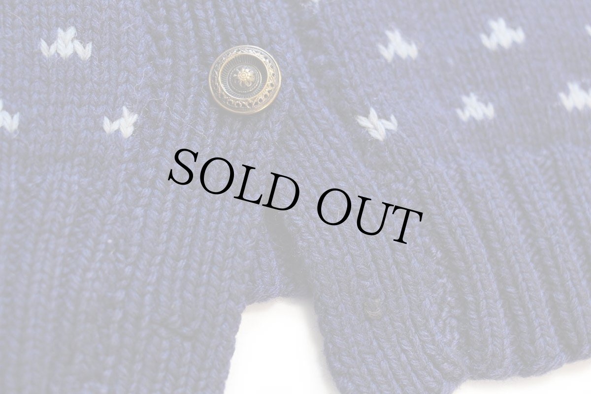 画像5: 60s 鹿柄 ノルディック柄 ウール ハンドニット カーディガン (5)