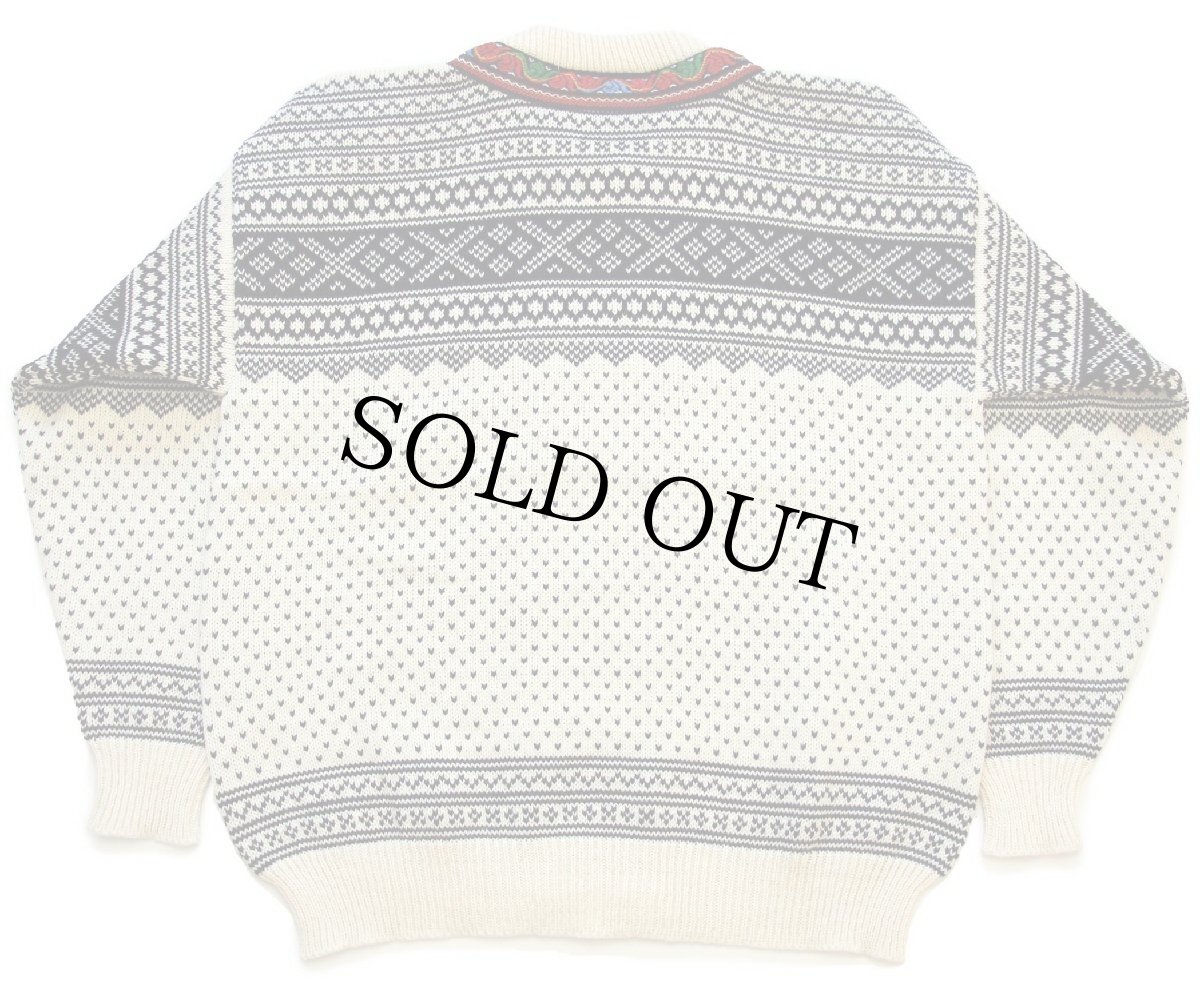 画像2: ノルウェー製 NORLENDER ノルディック柄 チロリアンテープ ウールニット カーディガン S (2)