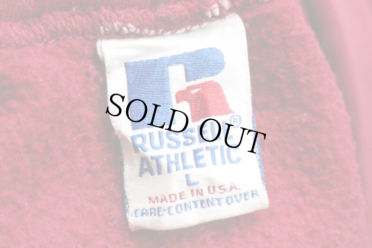 画像4: 90s USA製 RUSSELLラッセル LINCOLN&CO. CONTRACTORS トラック バックプリント スウェットパーカー ワインレッド L★フーディー (4)