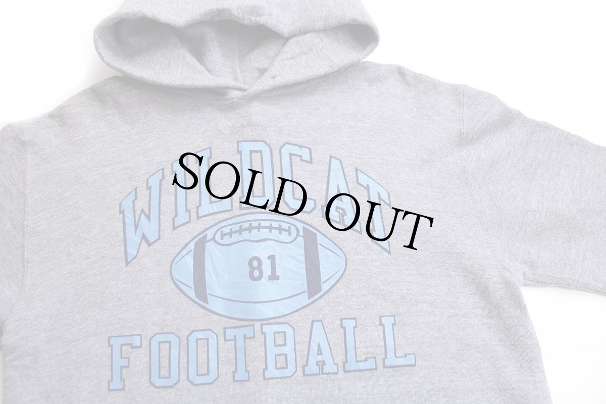 画像3: 80s USA製 RUSSELLラッセル WILDCAT FOOTBALL 81 ナンバリング 両面プリント スウェットパーカー 杢グレー M★フーディー (3)