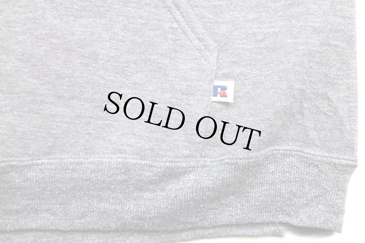 画像5: 80s USA製 RUSSELLラッセル WILDCAT FOOTBALL 81 ナンバリング 両面プリント スウェットパーカー 杢グレー M★フーディー (5)