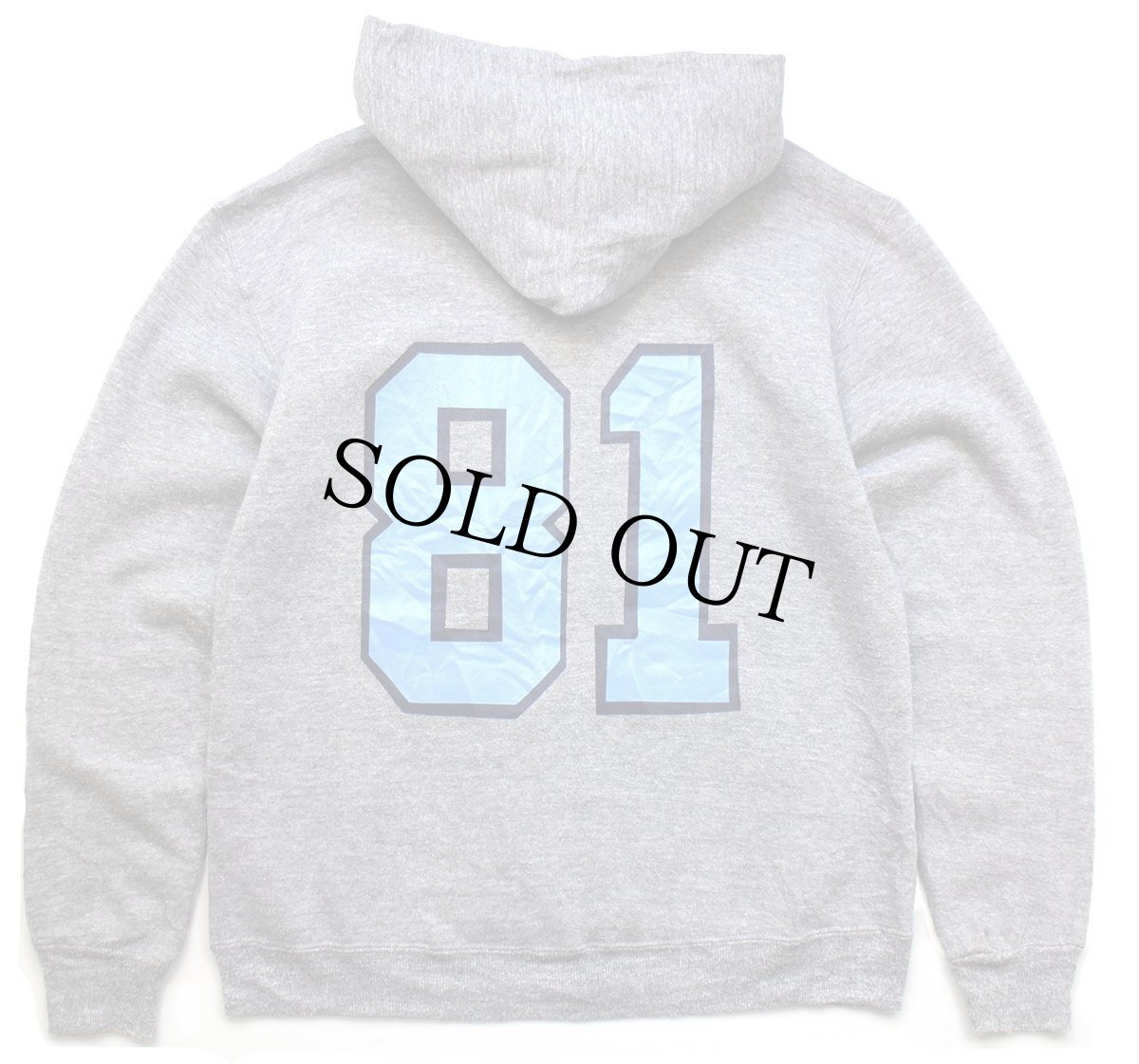 画像2: 80s USA製 RUSSELLラッセル WILDCAT FOOTBALL 81 ナンバリング 両面プリント スウェットパーカー 杢グレー M★フーディー (2)