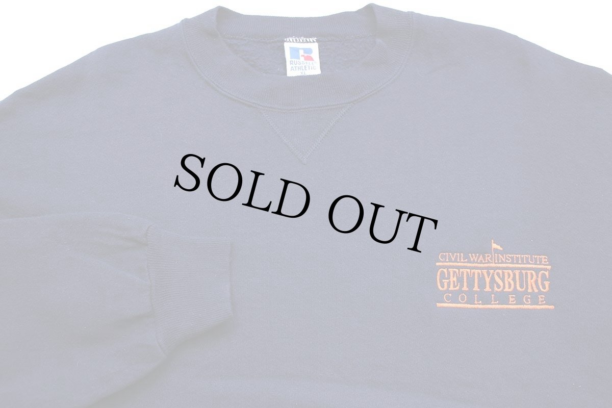 画像3: 90s USA製 RUSSELLラッセル CIVIL WAR INSTITUTE GETTYSBURG COLLEGE 刺繍 前V スウェット 紺 XL (3)