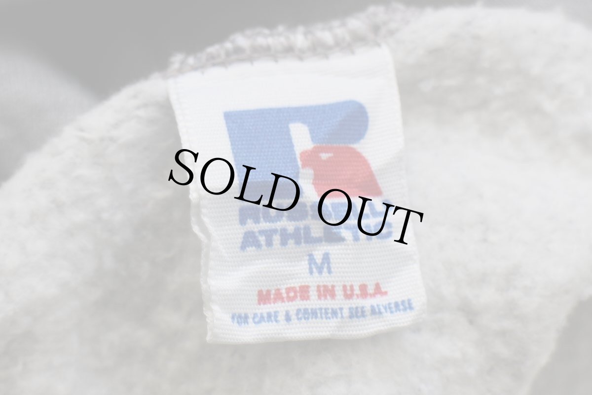 画像4: 80s USA製 RUSSELLラッセル WILDCAT FOOTBALL 81 ナンバリング 両面プリント スウェットパーカー 杢グレー M★フーディー (4)