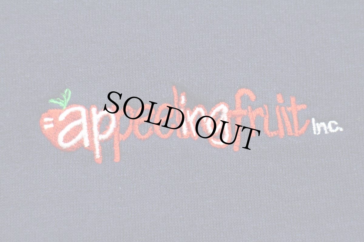 画像4: 90s メキシコ製 RUSSELLラッセル appeeling fruit Inc. ロゴ刺繍 前V スウェット ナス紺 L (4)