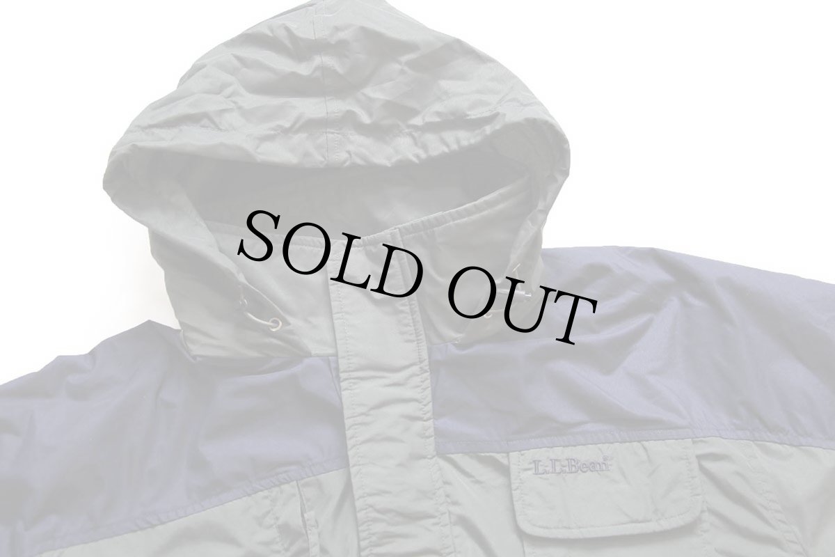 画像3: 90s L.L.Bean ツートン 切り替え ナイロンジャケット 濃緑×紺 L★パーカー (3)