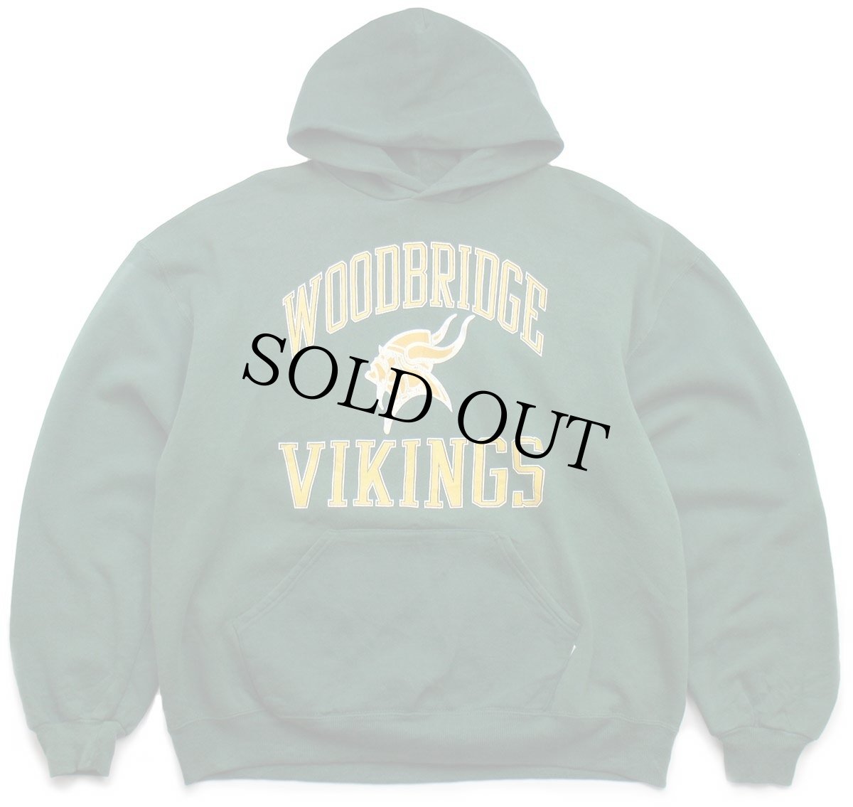 画像1: 90s USA製 RUSSELLラッセル WOODBRIDGE VIKINGS スウェットパーカー 緑 XL★フーディー (1)