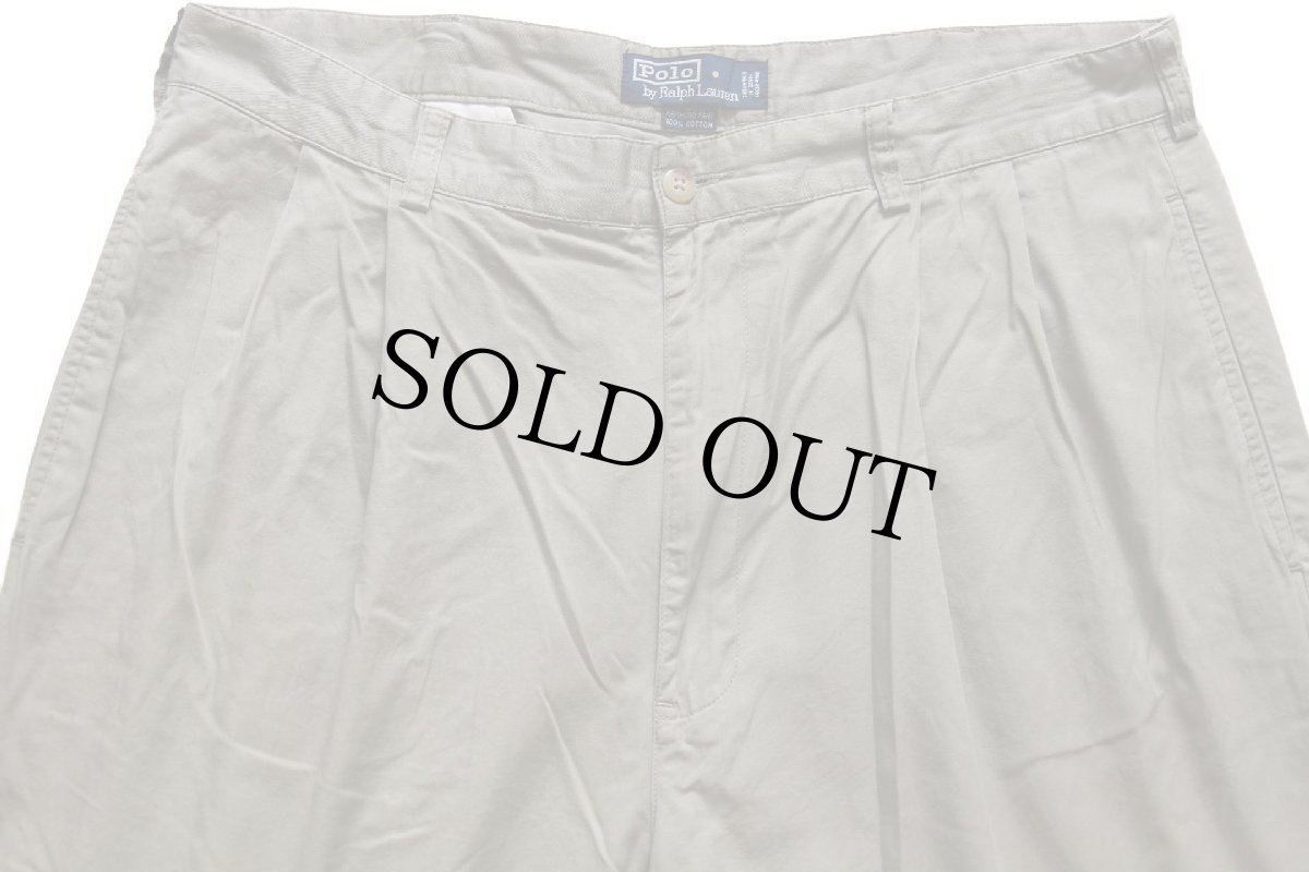 画像4: 90s ポロ ラルフローレン HAMMOND PANT ツータック コットンパンツ グレーベージュ W36 L32★303 (4)