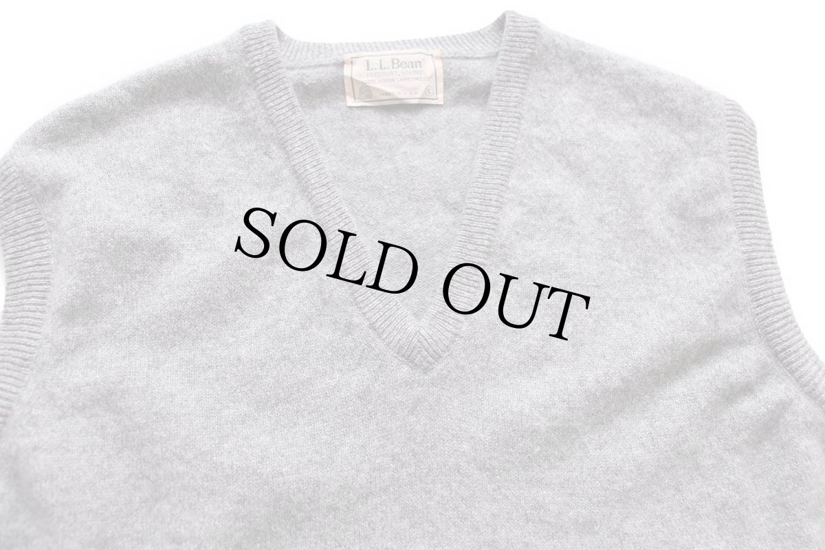 画像3: 80s USA製 L.L.Bean Vネック ラムウールニット ベスト セーター 杢グレー L (3)