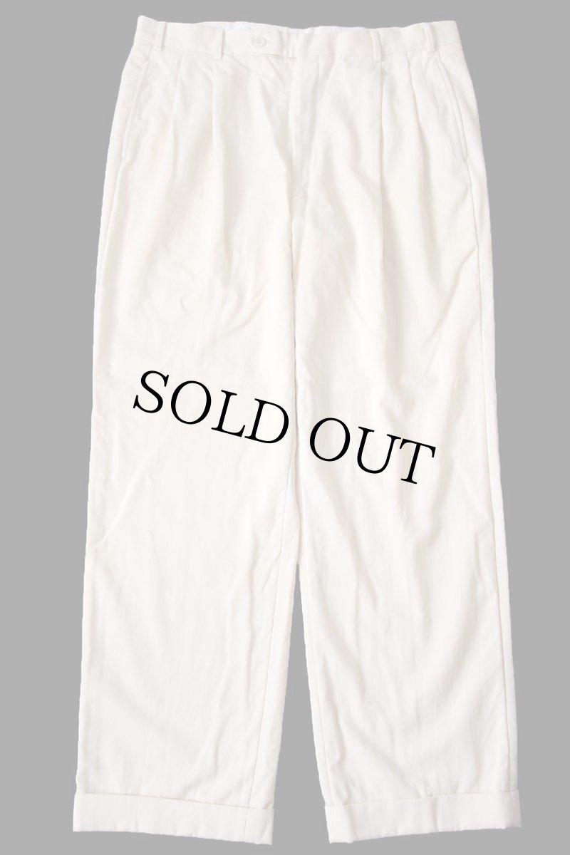 画像2: 90s USA製 Brooks Brothersブルックスブラザーズ ツータック スラックス ウールパンツ アイボリー 36 (2)