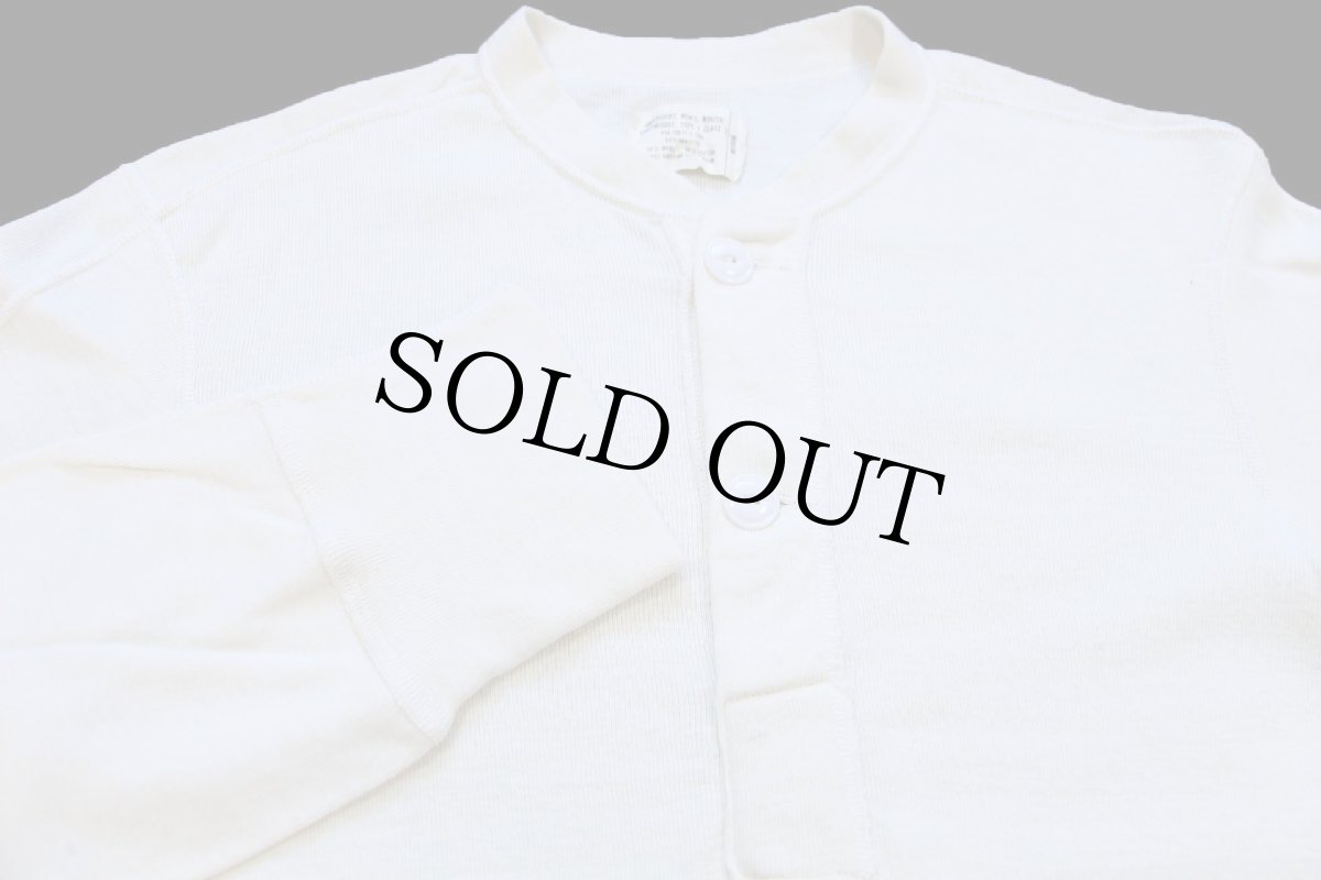 画像4: 70s 米軍 ヘンリーネック ウール×コットン アンダーシャツ ナチュラル M (4)