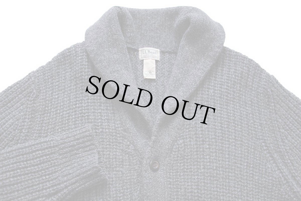 画像3: L.L.Bean ショールカラー パチポケ ラムウール ローゲージニット カーディガン チャコールグレー L (3)