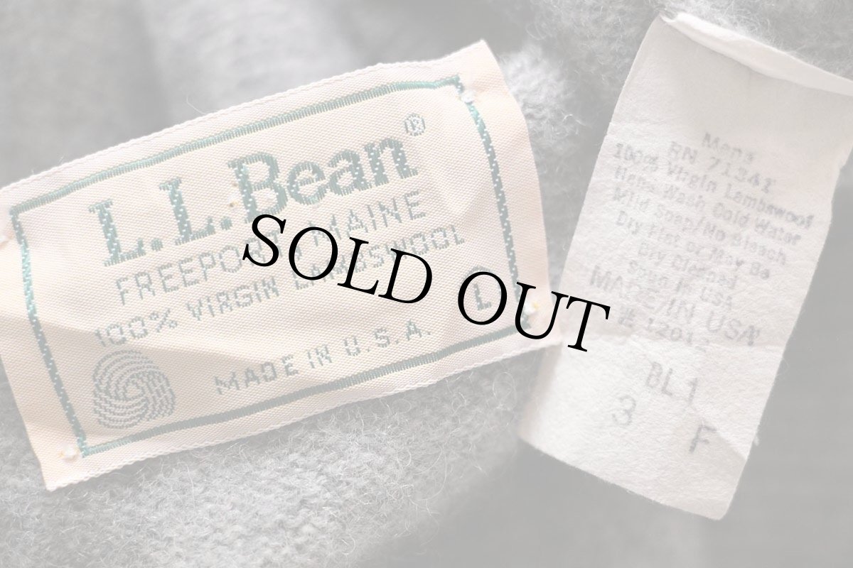 画像4: 80s USA製 L.L.Bean Vネック ラムウールニット ベスト セーター 杢グレー L (4)