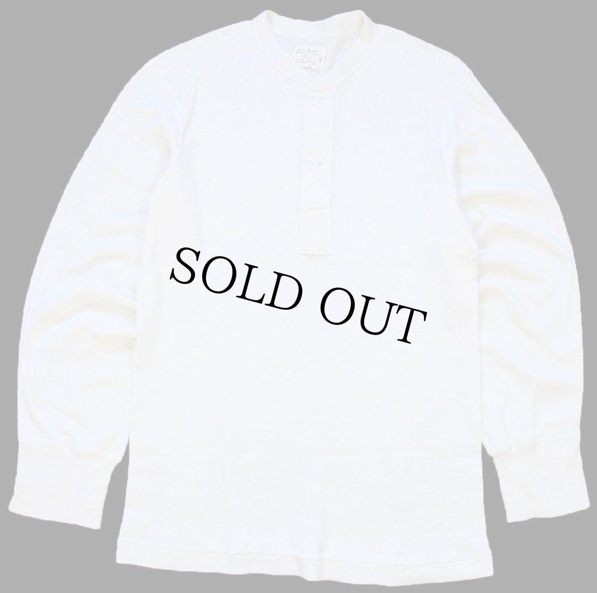 画像2: 70s 米軍 ヘンリーネック ウール×コットン アンダーシャツ ナチュラル M (2)