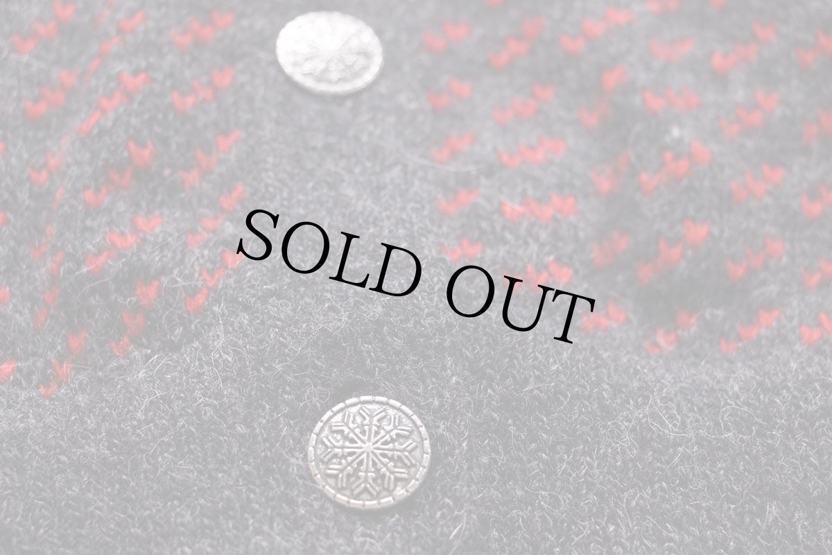 画像5: 90s ノルウェー製 L.L.Bean ノルウェージャン バーズアイ ウールニット カーディガン グレー×レッド L-L (5)