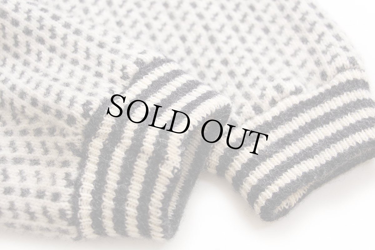 画像6: 90s ノルウェー製 L.L.Bean ノルウェージャン バーズアイ ウールニット セーター 白×グレー L★A (6)