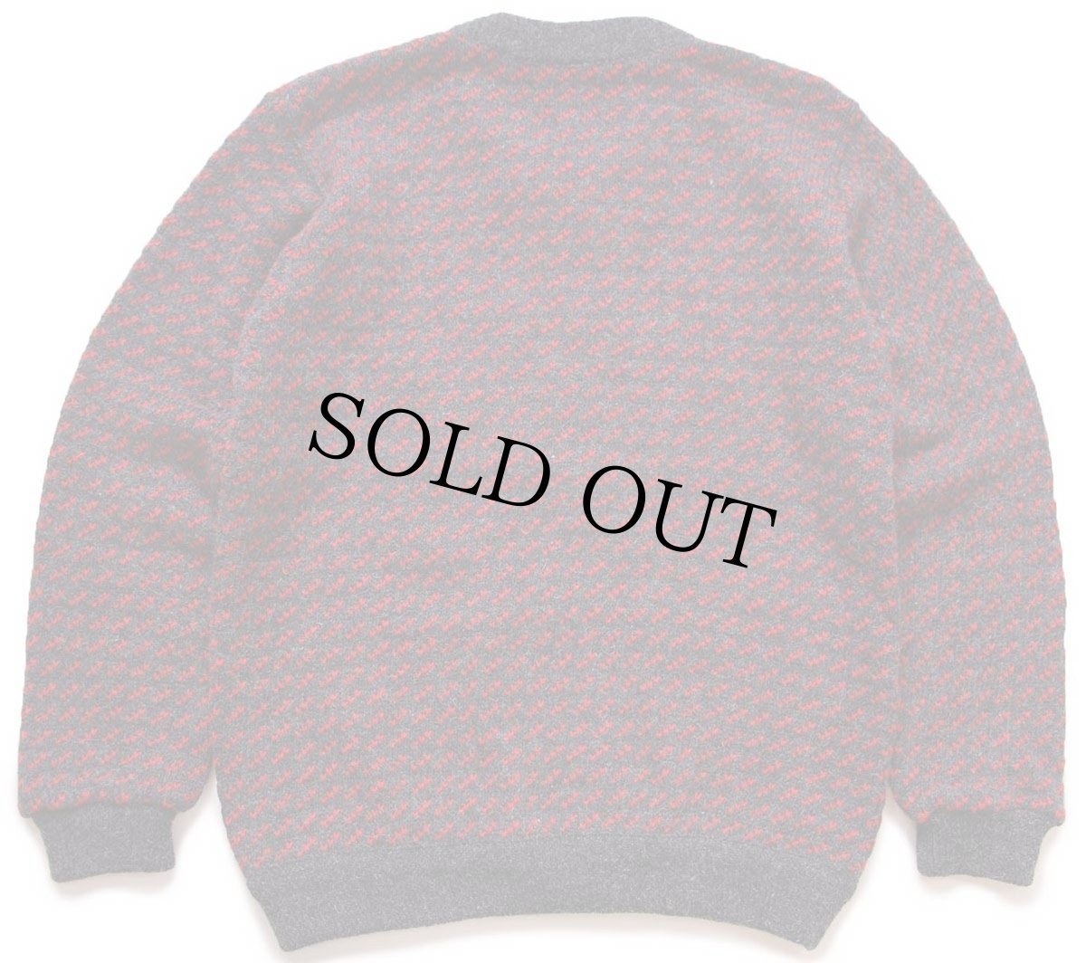 画像2: 90s ノルウェー製 L.L.Bean ノルウェージャン バーズアイ ウールニット カーディガン グレー×レッド L-L (2)