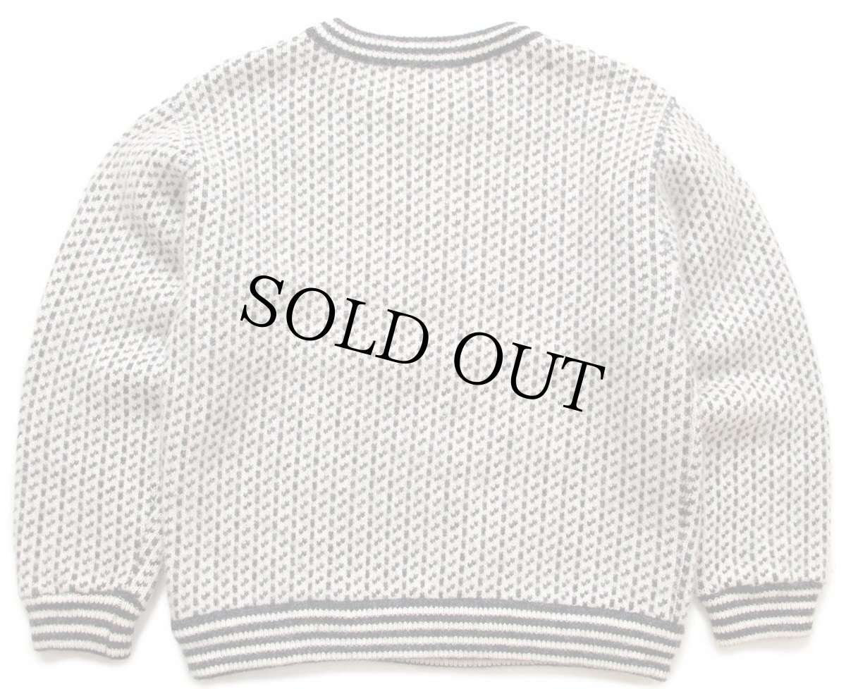 画像2: 90s ノルウェー製 L.L.Bean ノルウェージャン バーズアイ ウールニット セーター 白×グレー L★A (2)