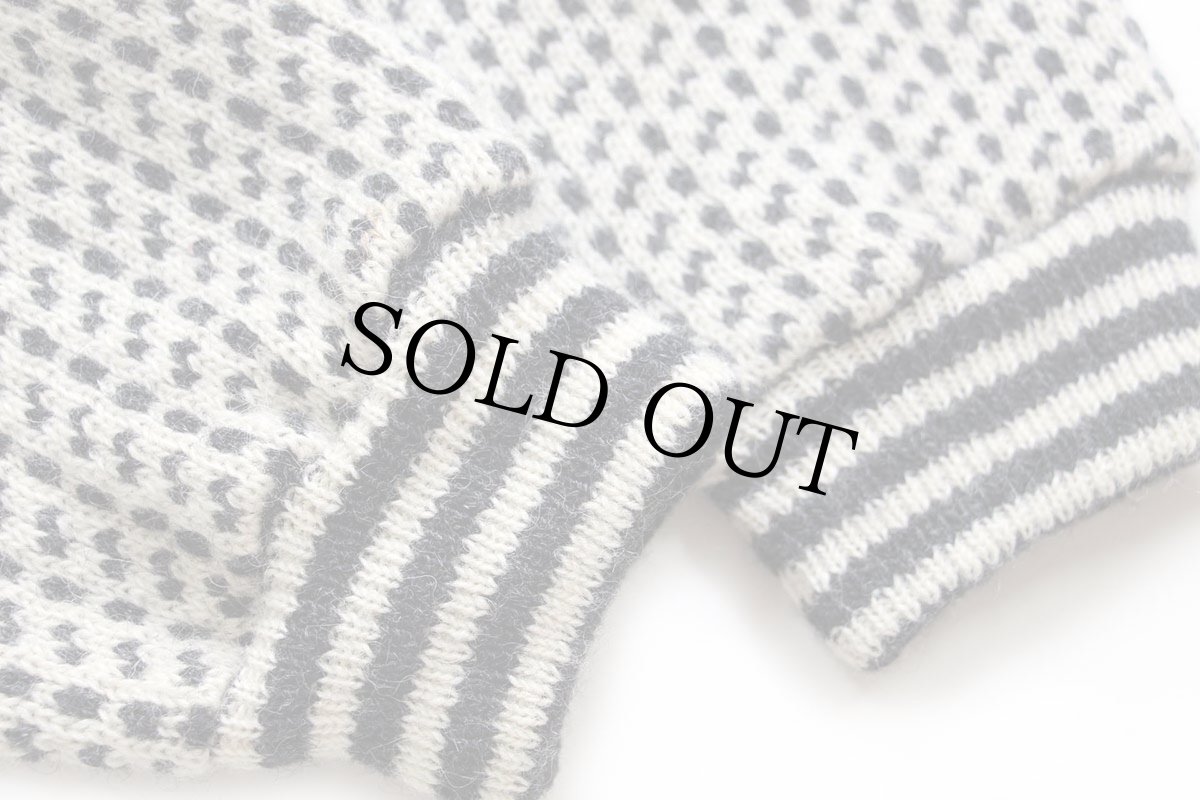 画像6: 80s ノルウェー製 L.L.Bean ノルウェージャン バーズアイ ウールニット セーター 白×グレー L★B (6)