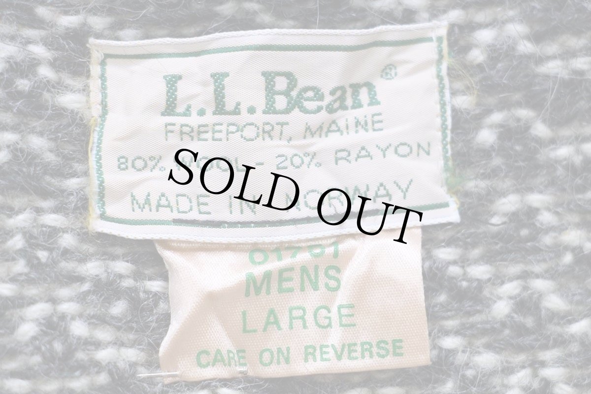 画像4: 80s ノルウェー製 L.L.Bean ノルウェージャン バーズアイ ウールニット セーター 白×グレー L★B (4)