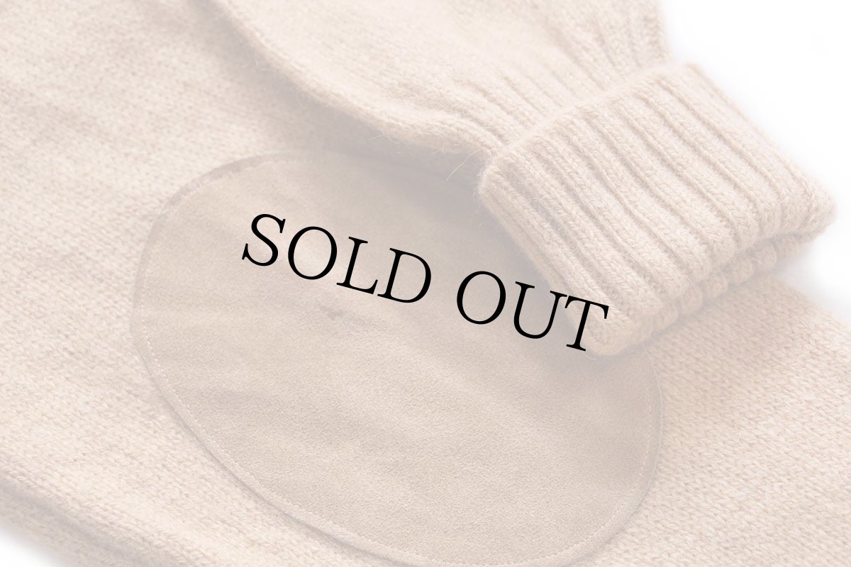 画像6: 80s USA製 L.L.Bean パチポケ&エルボーパッチ サドルショルダー キャメルヘア×ラムウールニット カーディガン L (6)